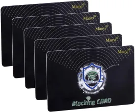 5Pcs RFID Blocking Card, Protection Entire Wallet and Purse Shield, Contactless NFC Bank Debit Credit Card Protector Blocker (Black)