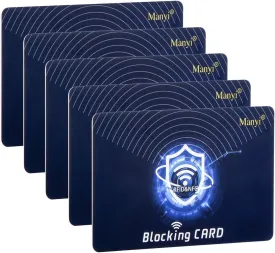 5Pcs RFID Blocking Card, Protection Entire Wallet and Purse Shield, Contactless NFC Bank Debit Credit Card Protector Blocker (Blue)