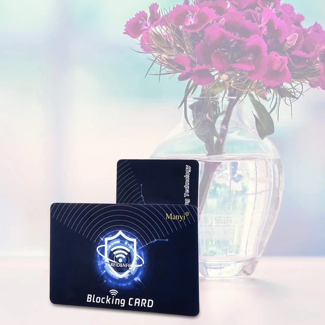 5Pcs RFID Blocking Card, Protection Entire Wallet and Purse Shield, Contactless NFC Bank Debit Credit Card Protector Blocker (Blue)