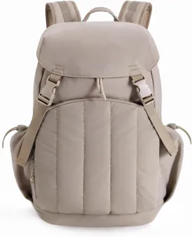 BAGSMART Backpack for Women, Wide Opening Travel Backpack, College Backpack for 15.6 Inch, Water-Resistant Quilted Daypack Lightweight Bookbag, Camel