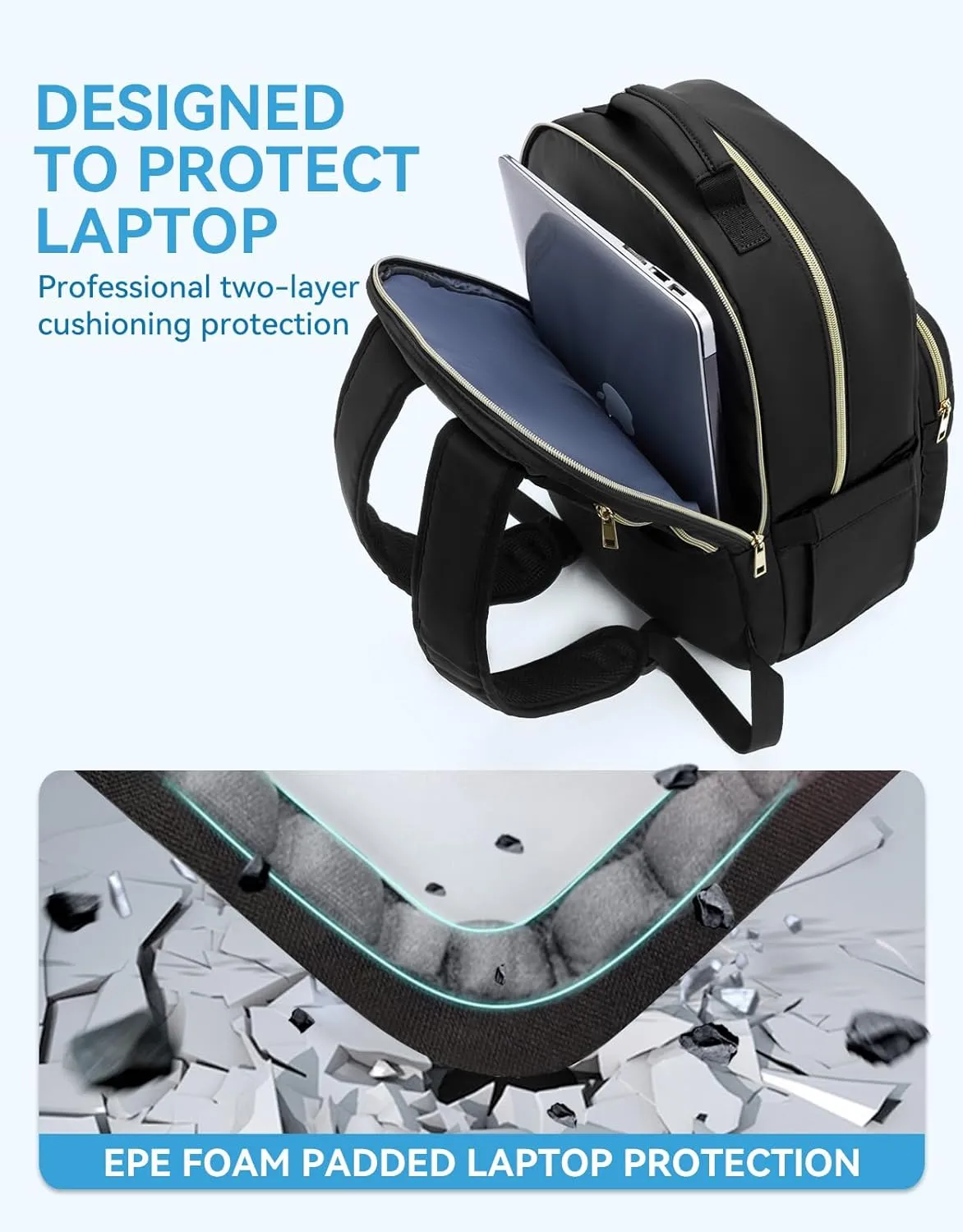 BOSTANTEN 15.6 Inch Laptop Backpack for Women- College Teacher Computer Bag Travel Backpack Purse, Black