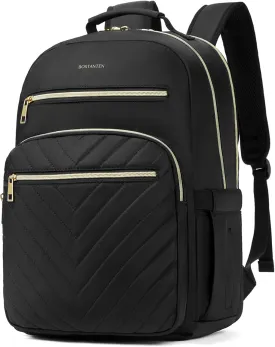 BOSTANTEN 15.6 Inch Laptop Backpack for Women- College Teacher Computer Bag Travel Backpack Purse, Black