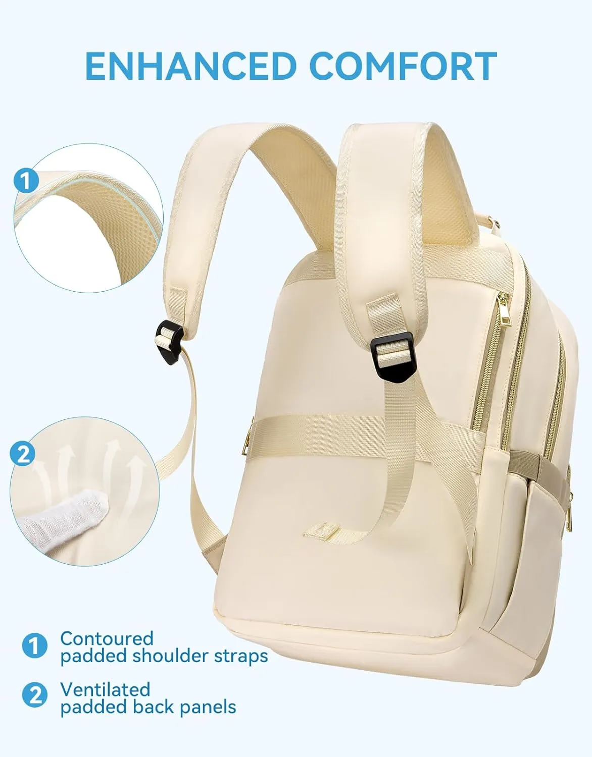 BOSTANTEN 15.6 Inch Laptop Backpack for Women- College Teacher Computer Bag Travel Backpack Purse with USB Charging Port