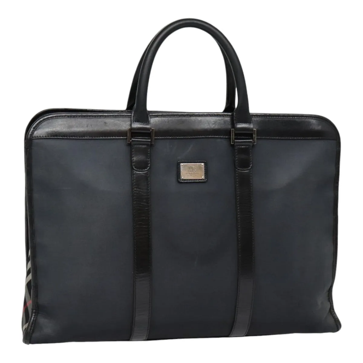 BURBERRY Black label Hand Bag Nylon Black Silver  ti2017