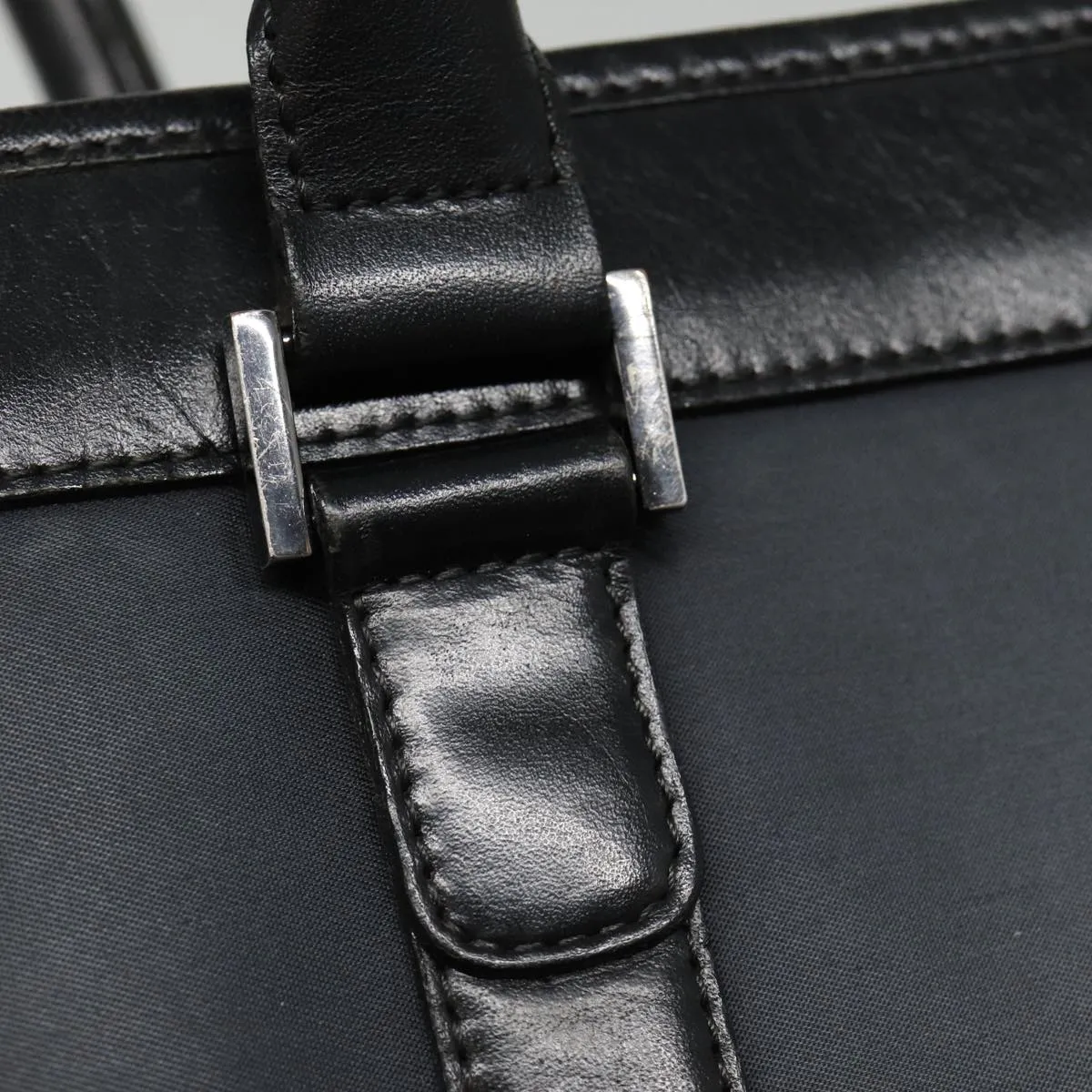 BURBERRY Black label Hand Bag Nylon Black Silver  ti2017