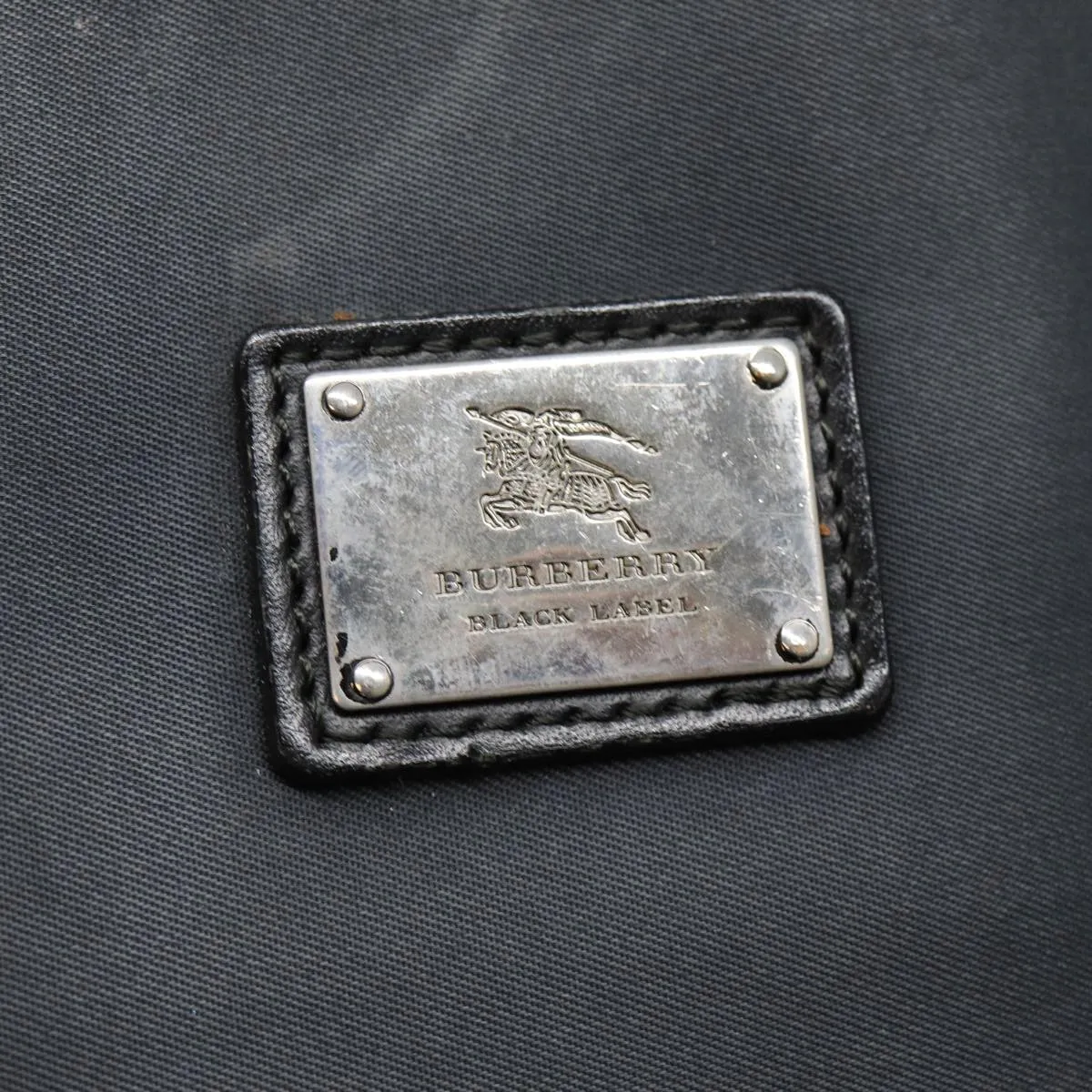 BURBERRY Black label Hand Bag Nylon Black Silver  ti2017
