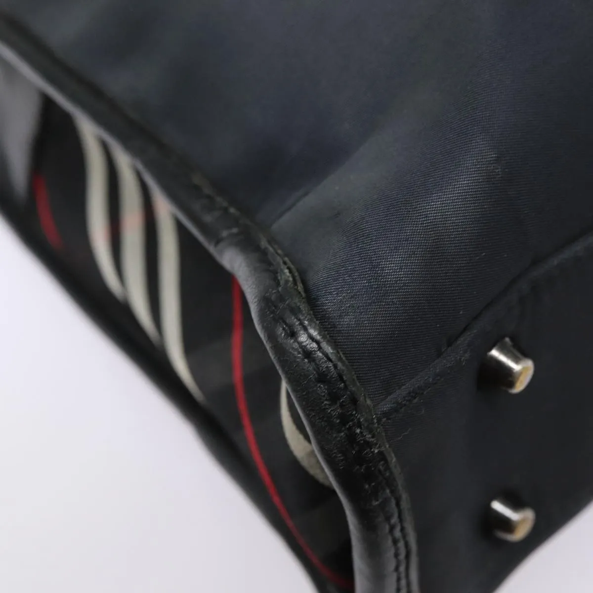 BURBERRY Black label Hand Bag Nylon Black Silver  ti2017