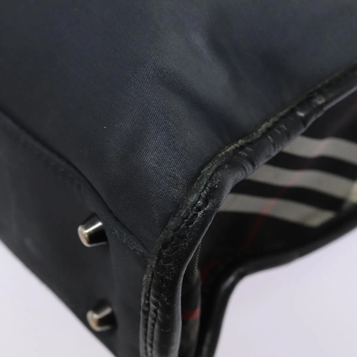 BURBERRY Black label Hand Bag Nylon Black Silver  ti2017