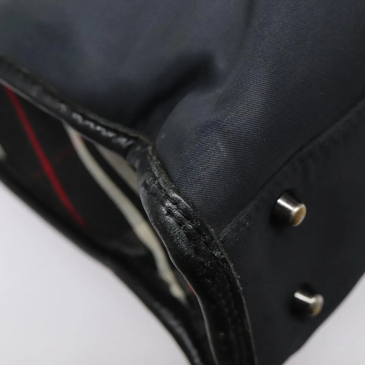 BURBERRY Black label Hand Bag Nylon Black Silver  ti2017