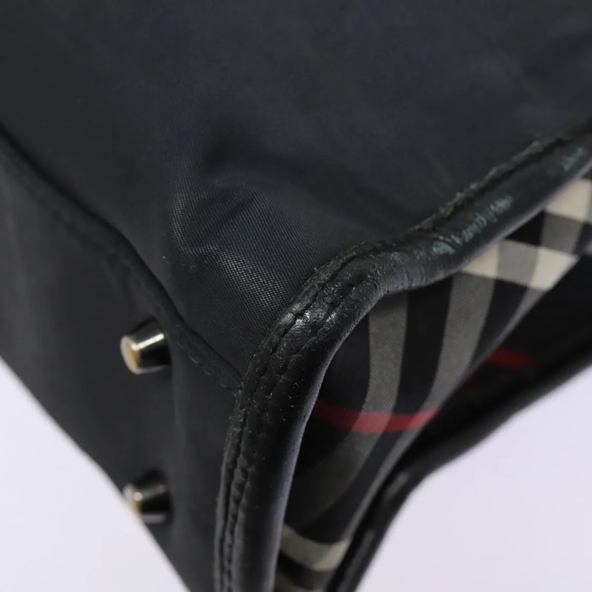 BURBERRY Black label Hand Bag Nylon Black Silver  ti2017