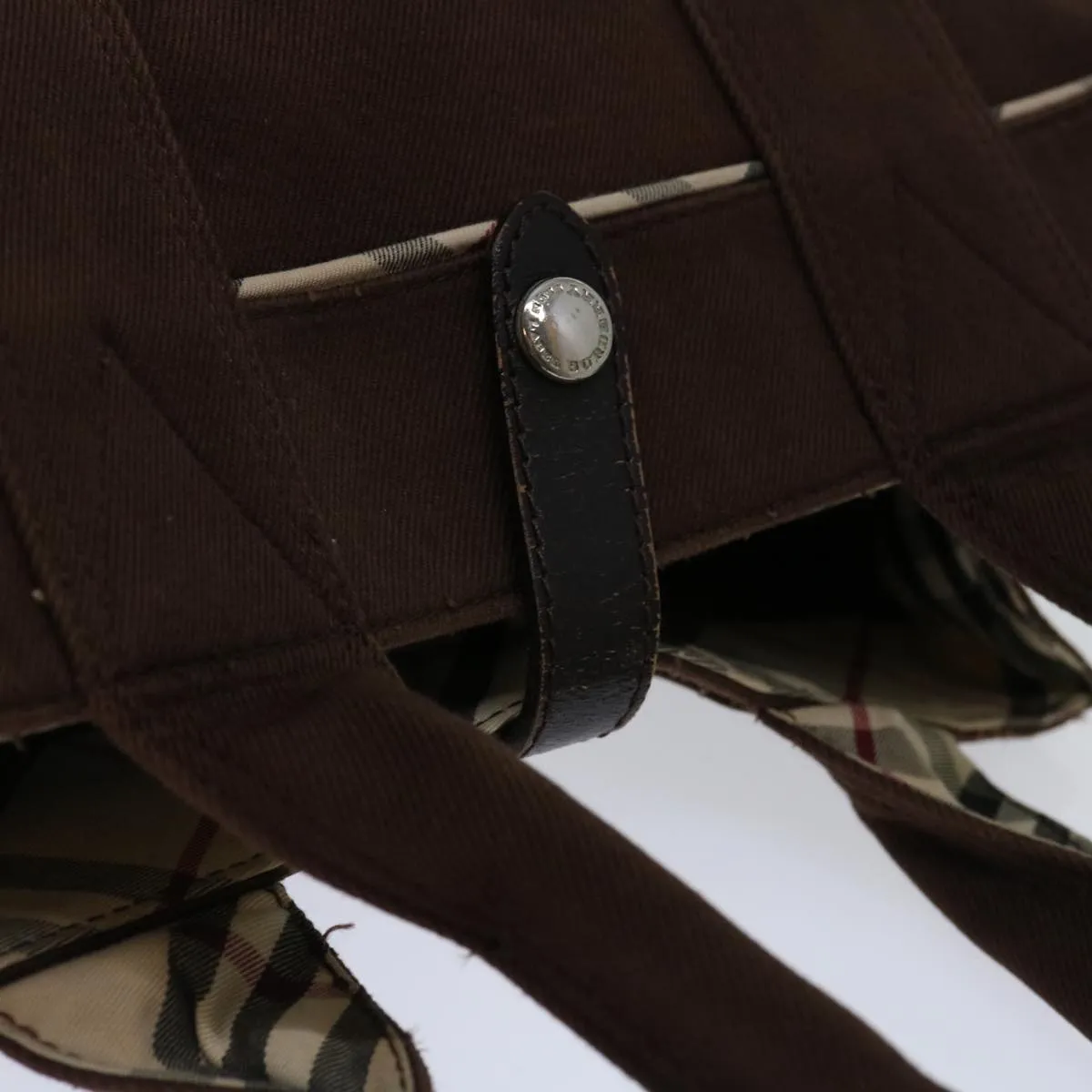BURBERRY Nova Check Blue Label Hand Bag Canvas Brown Beige  bs12791