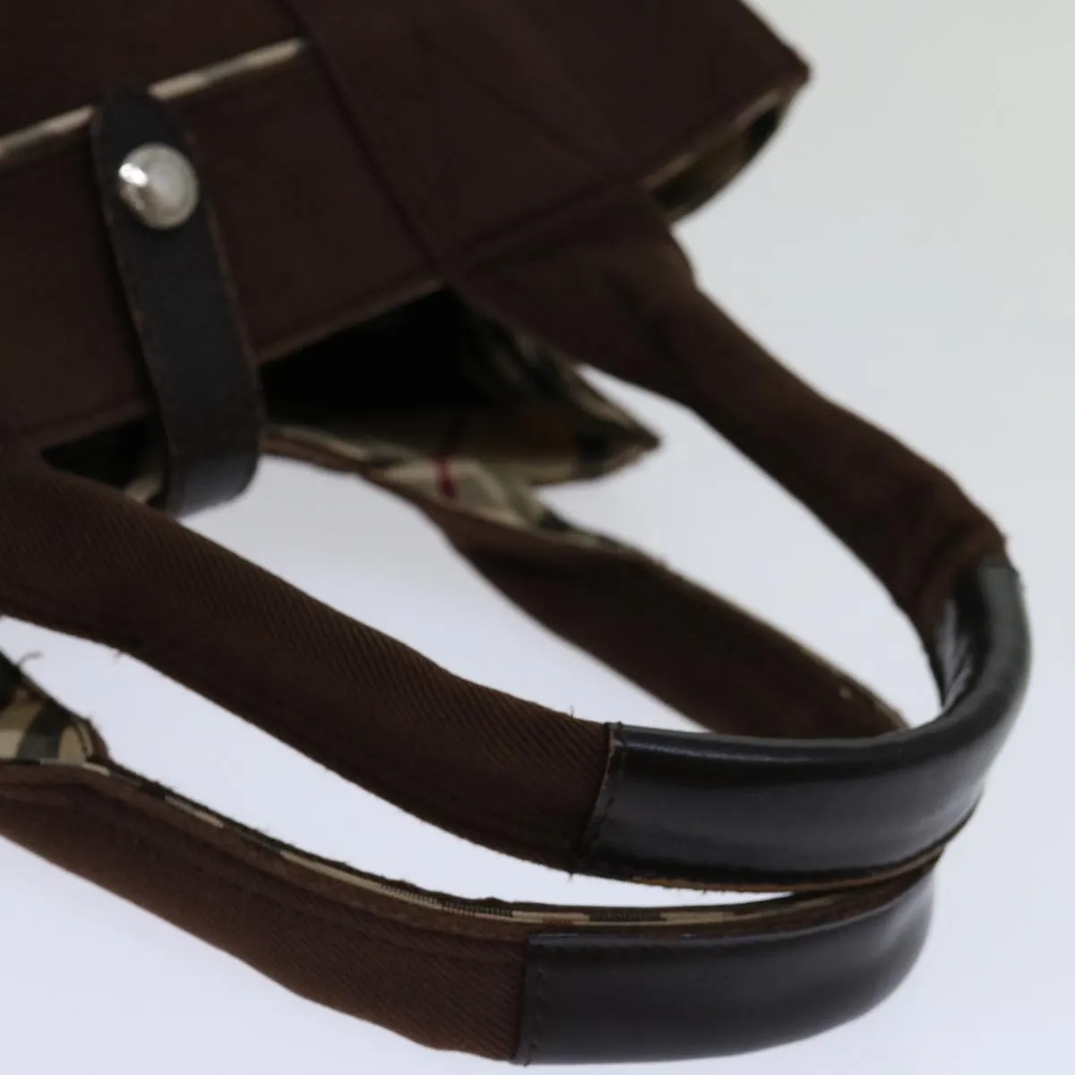 BURBERRY Nova Check Blue Label Hand Bag Canvas Brown Beige  bs12791