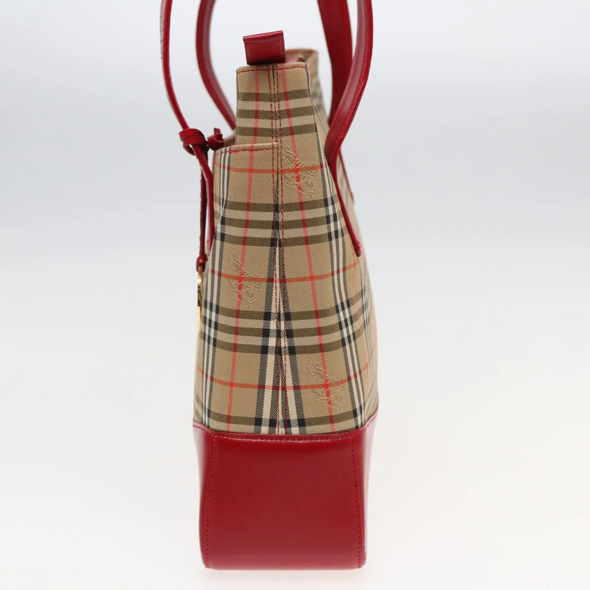 BURBERRY Nova Check Tote Bag Canvas Beige Red  82269