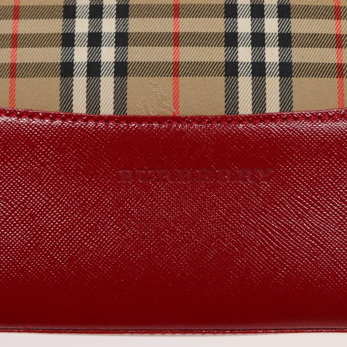 BURBERRY Nova Check Tote Bag Canvas Beige Red  82269