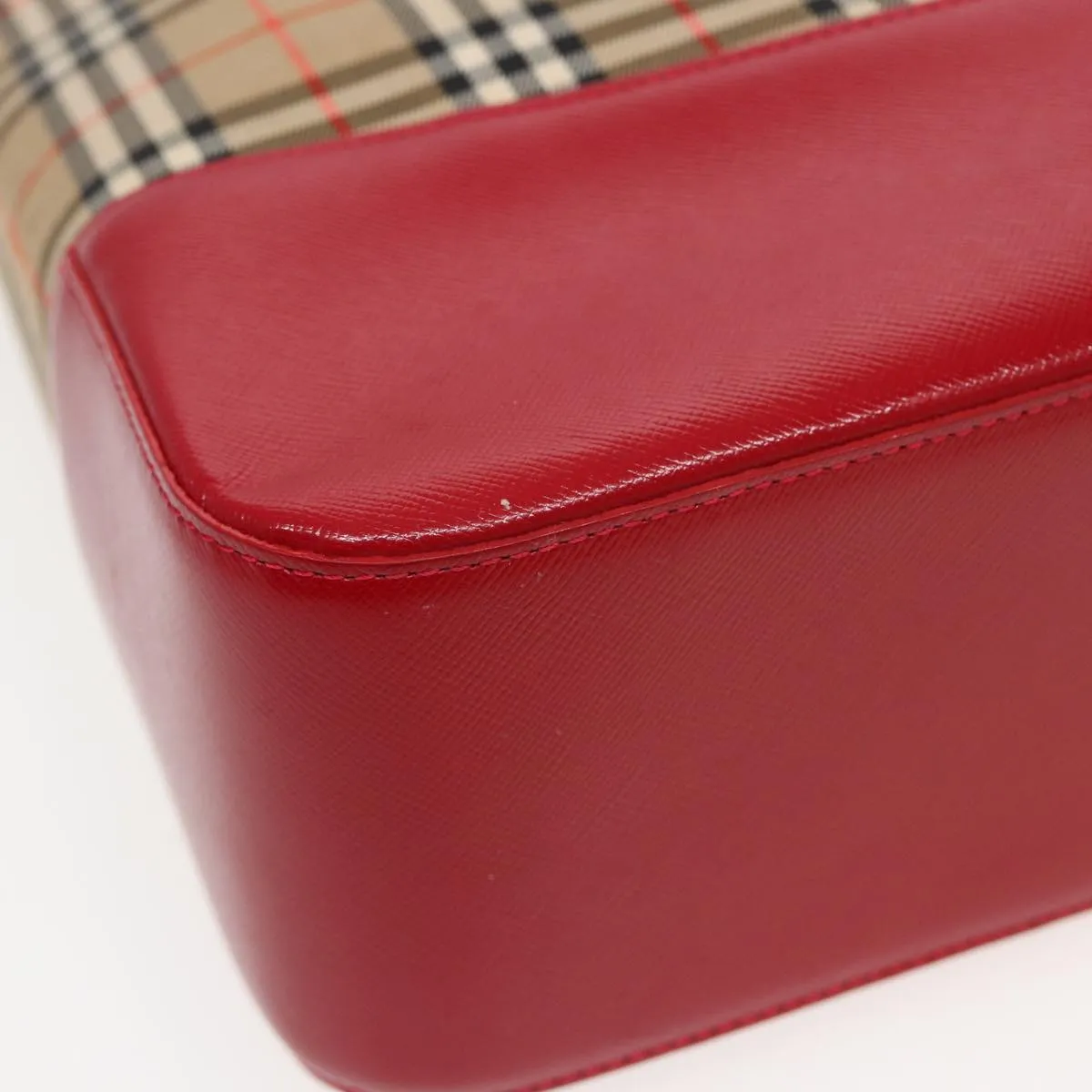 BURBERRY Nova Check Tote Bag Canvas Beige Red  82269