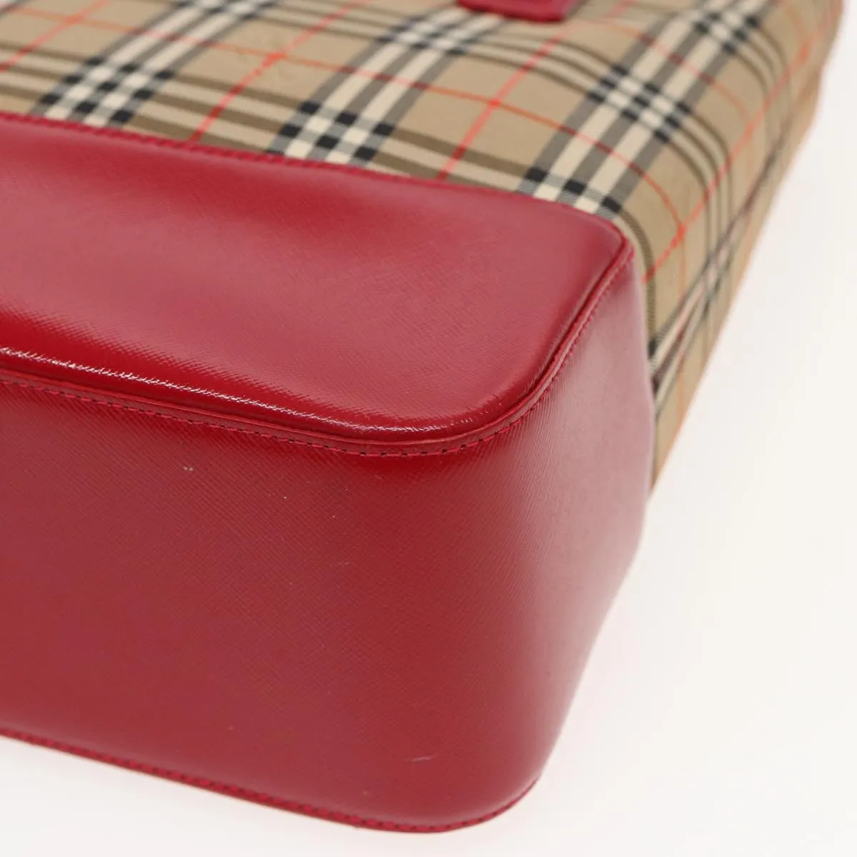 BURBERRY Nova Check Tote Bag Canvas Beige Red  82269