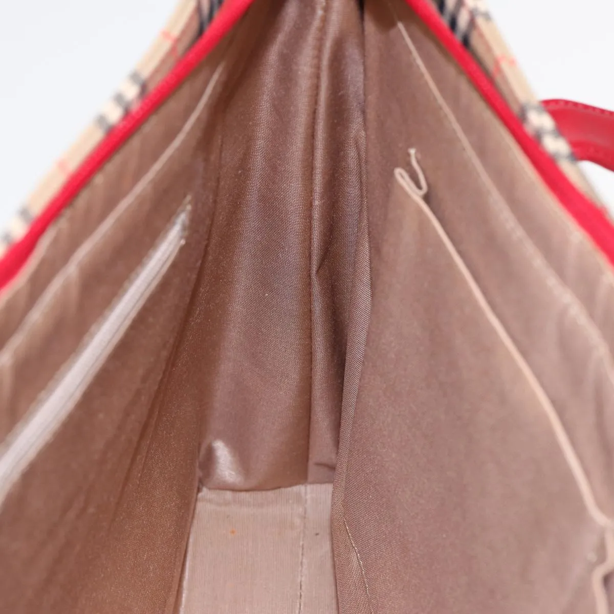 BURBERRY Nova Check Tote Bag Canvas Beige Red  82269