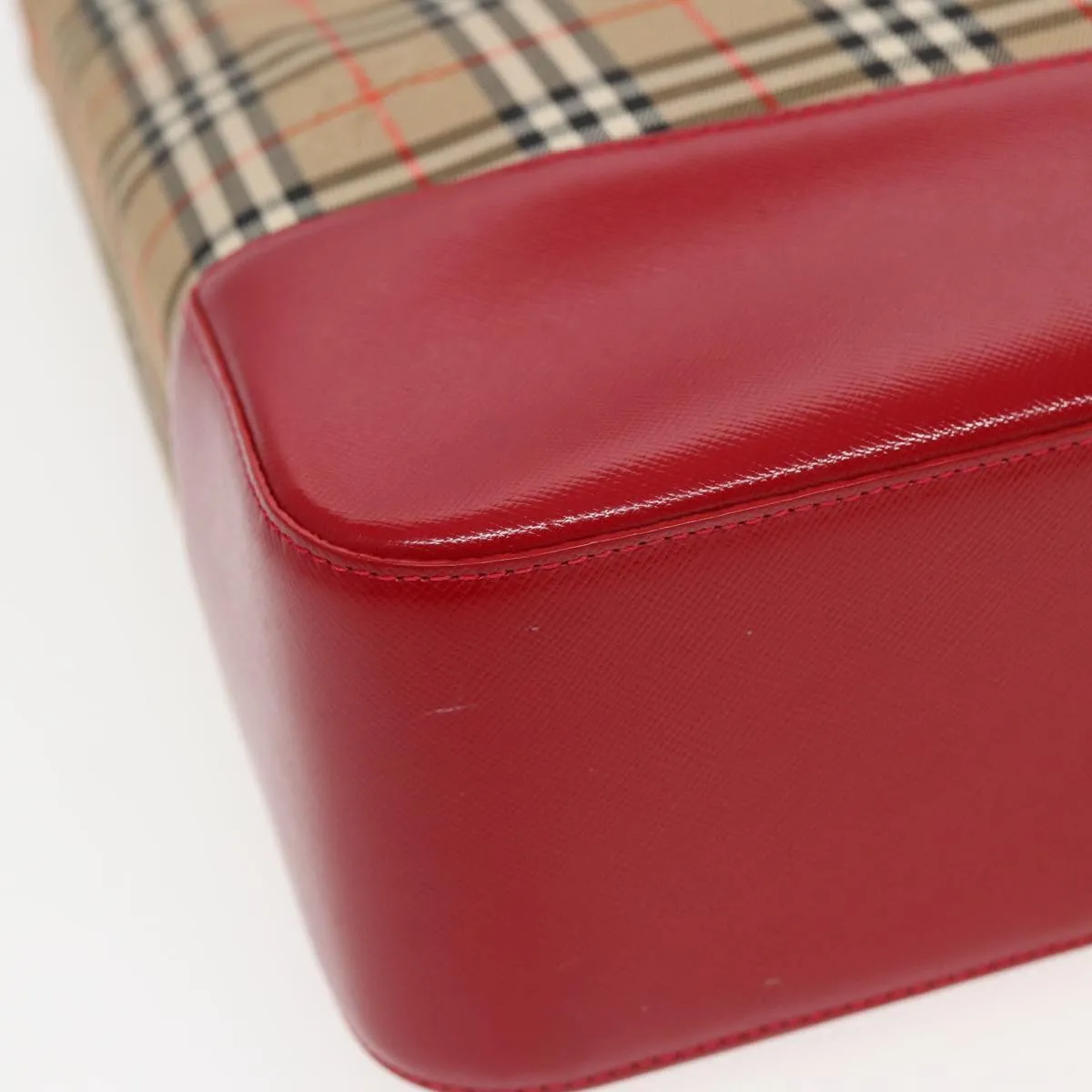 BURBERRY Nova Check Tote Bag Canvas Beige Red  82269