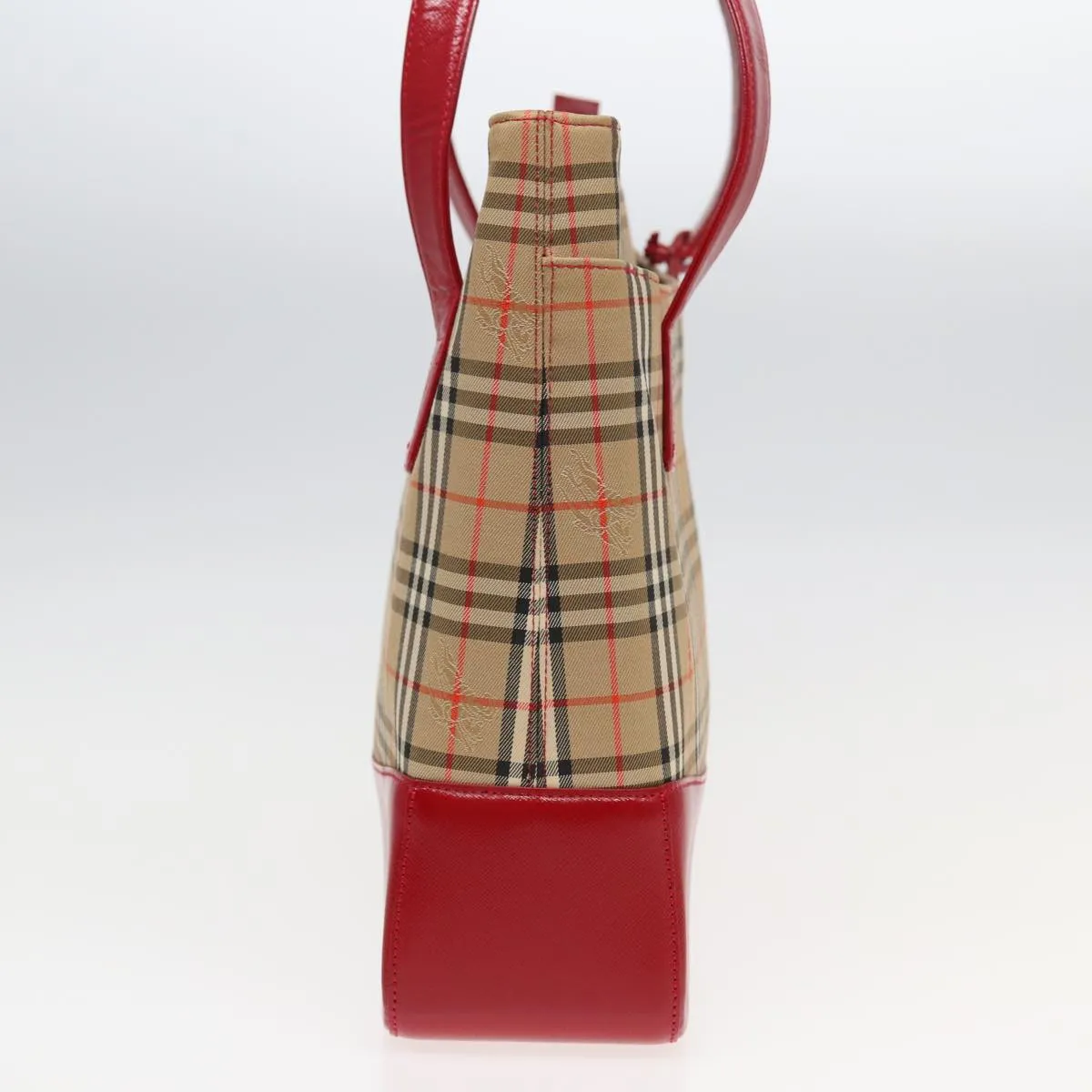 BURBERRY Nova Check Tote Bag Canvas Beige Red  82269