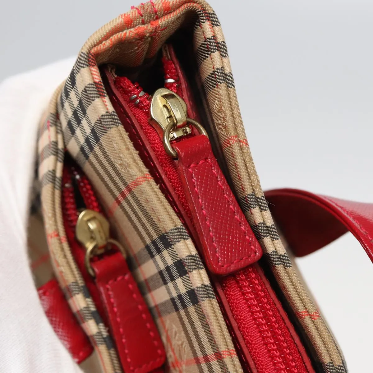 BURBERRY Nova Check Tote Bag Canvas Beige Red  82269