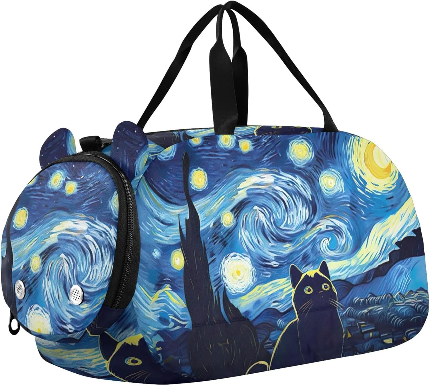Cat Starry Night Blue Carry on Duffel Bag Boy Toddler Weekender Bags Girls Duffle Bags for Travel Kids Gym Duffle