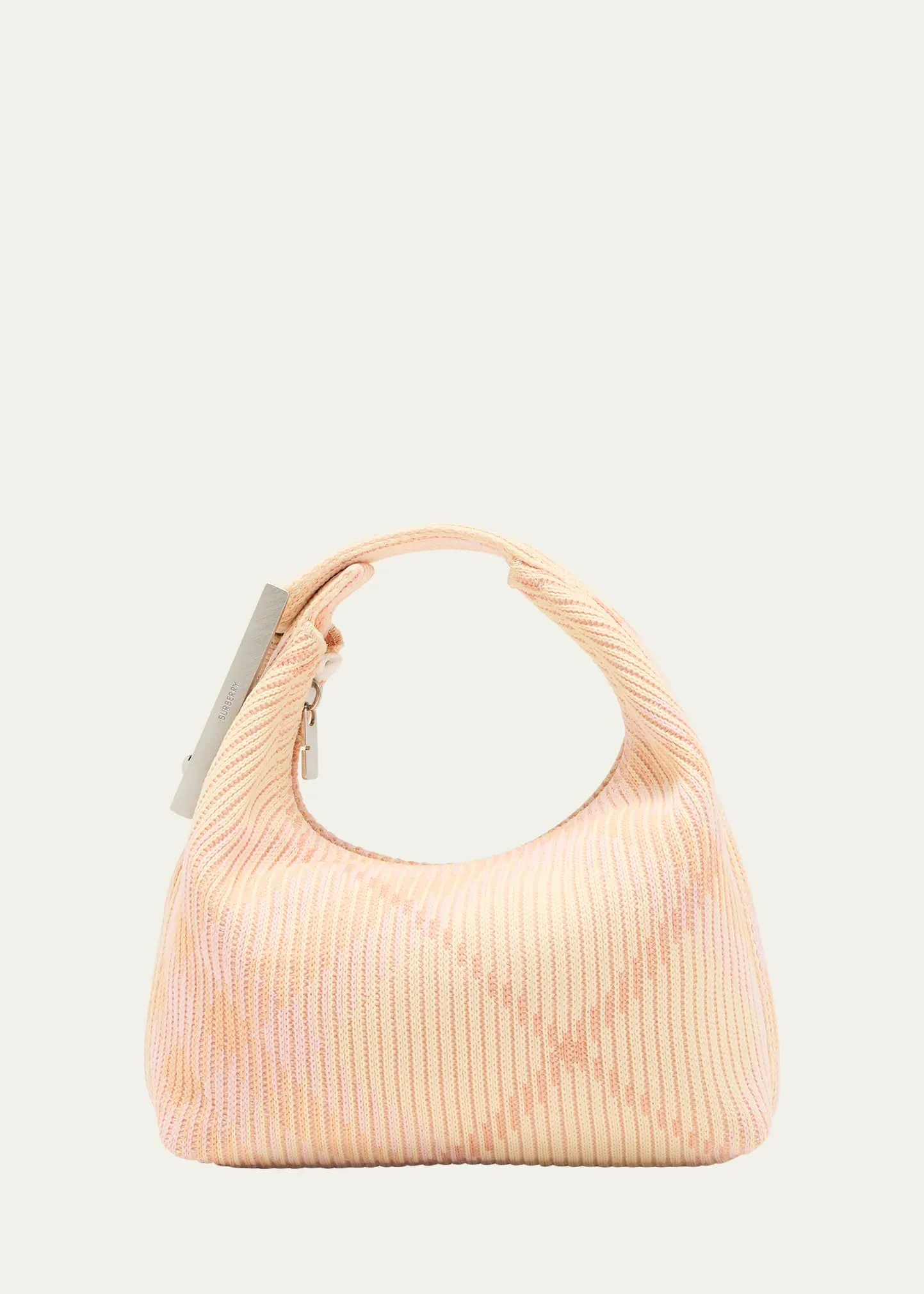Check Knitted Top-Handle Bag