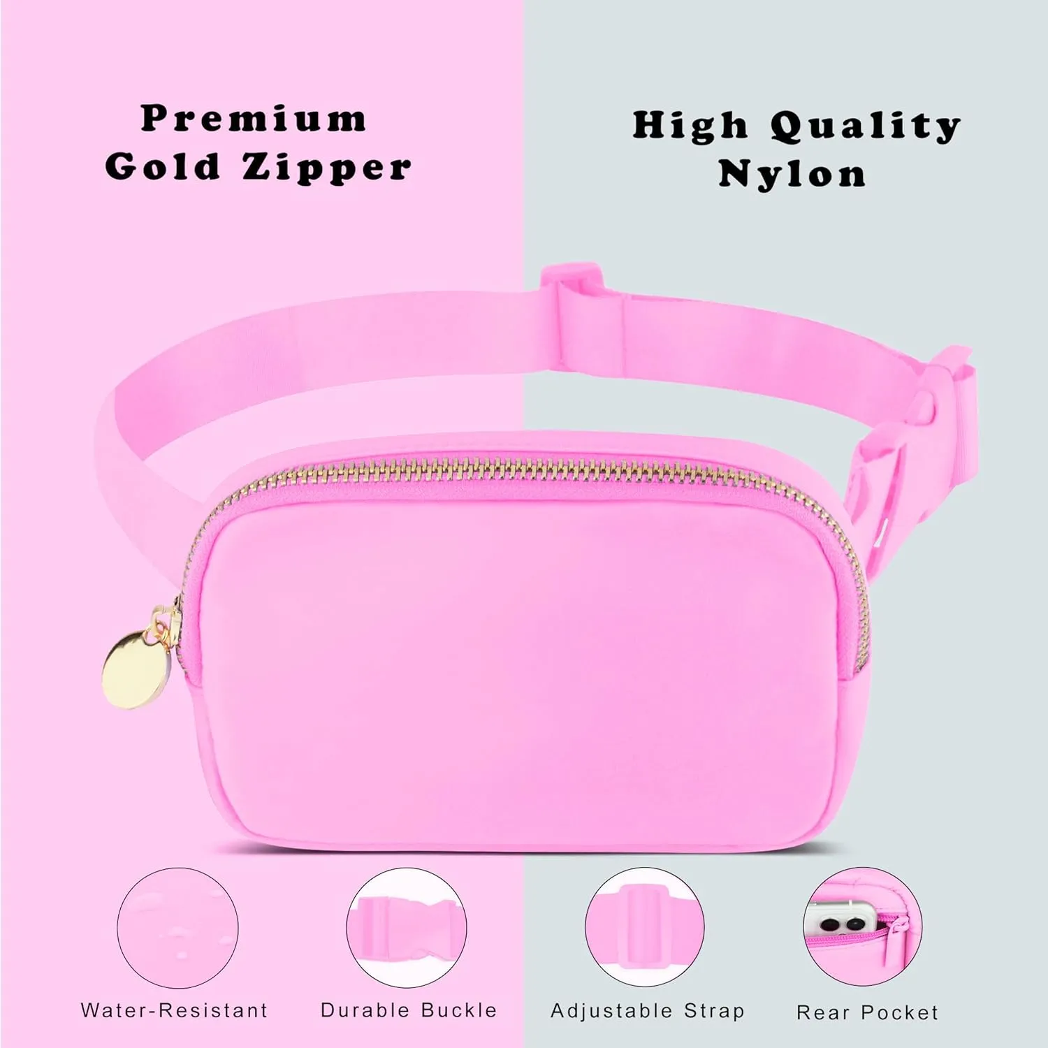 DANCOUR Pink Fanny Pack for Women  Stylish Crossbody Belt Bag, Compact Travel Waist Bag, Everyday Mini Bag, Trendy Fashion Fanny Pack, Lightweight Crossbody for On-the-Go