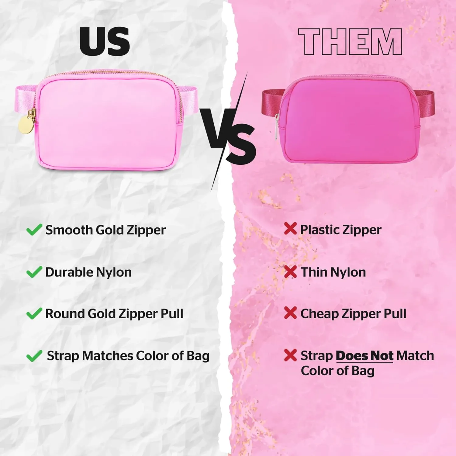 DANCOUR Pink Fanny Pack for Women  Stylish Crossbody Belt Bag, Compact Travel Waist Bag, Everyday Mini Bag, Trendy Fashion Fanny Pack, Lightweight Crossbody for On-the-Go