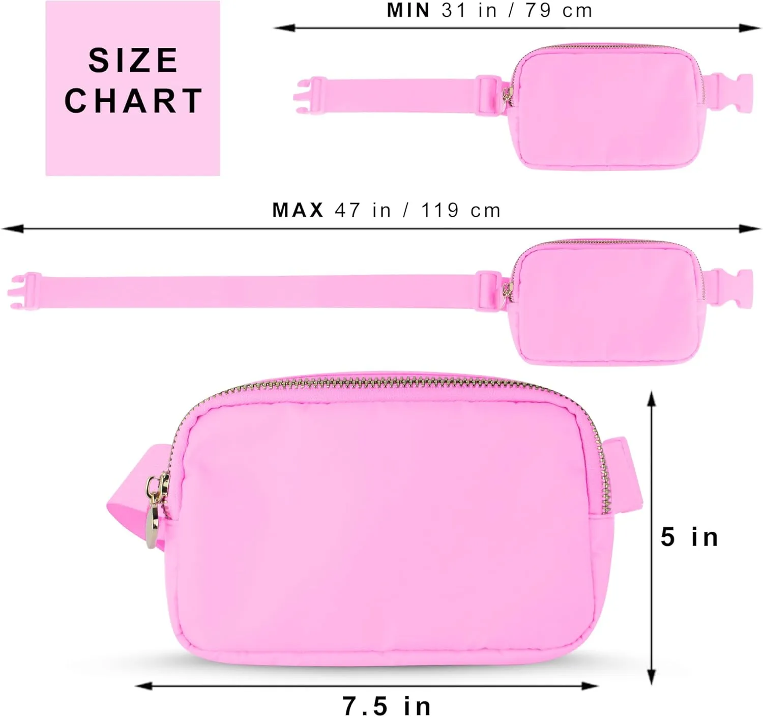DANCOUR Pink Fanny Pack for Women  Stylish Crossbody Belt Bag, Compact Travel Waist Bag, Everyday Mini Bag, Trendy Fashion Fanny Pack, Lightweight Crossbody for On-the-Go