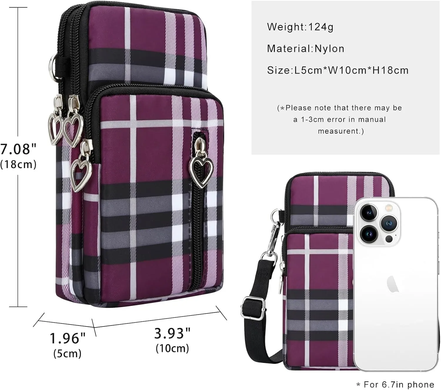 DOB SECHS Small Crossbody Wallet Phone Bag Shoulder Strap Wallet Pouch for Women Mini Crossbody Cell Phone Purse