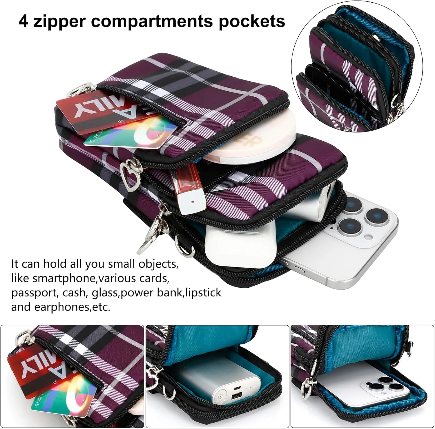 DOB SECHS Small Crossbody Wallet Phone Bag Shoulder Strap Wallet Pouch for Women Mini Crossbody Cell Phone Purse