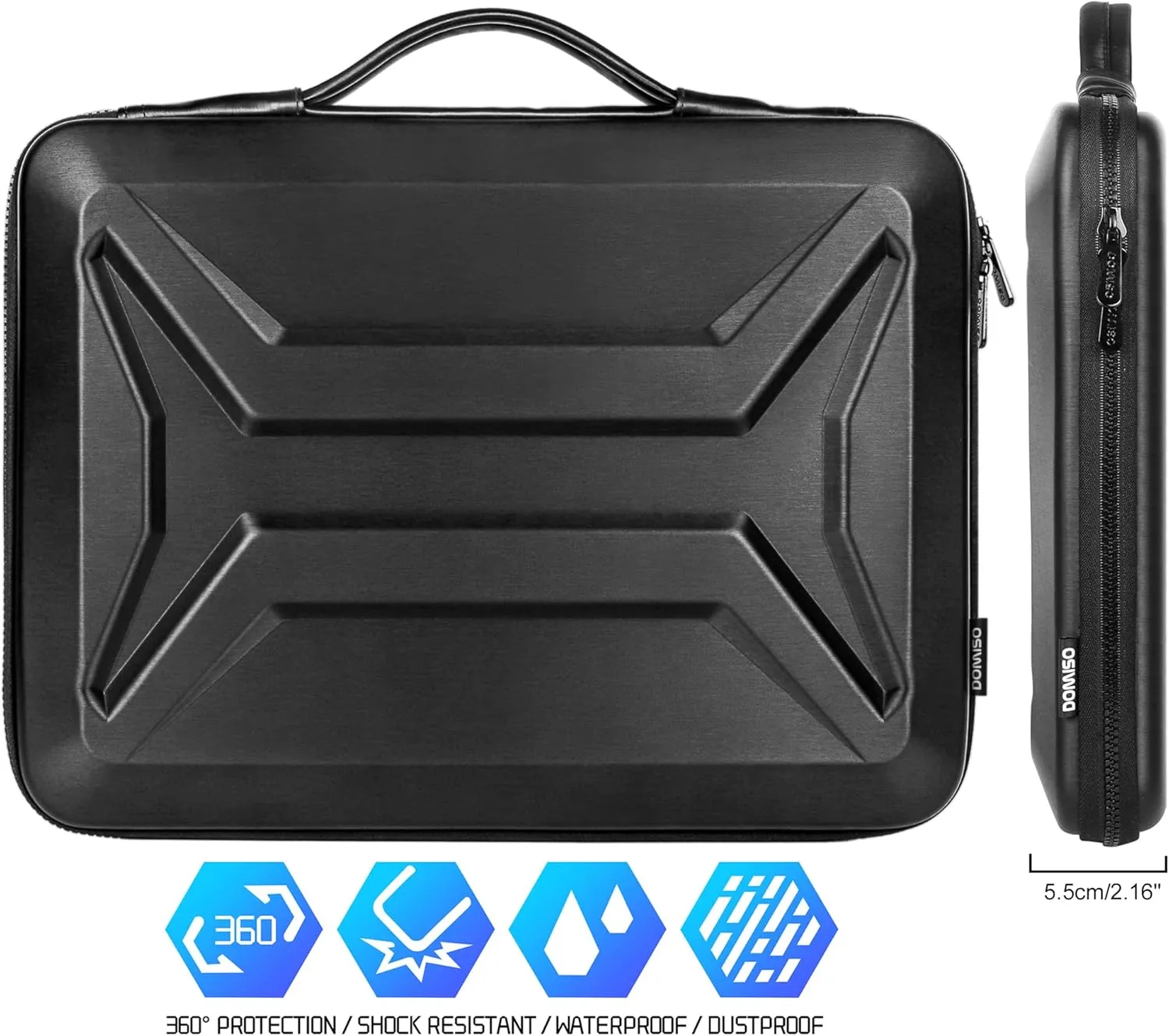 DOMISO 15.6 Inch Shockproof Waterproof Laptop Sleeve with Handle Lightweight Hardshell Protective Tablet Case for 15.6" Laptops/Apple/Lenovo IdeaPad/Acer Aspire E15 / HP ENVY 15 / Dell, Black