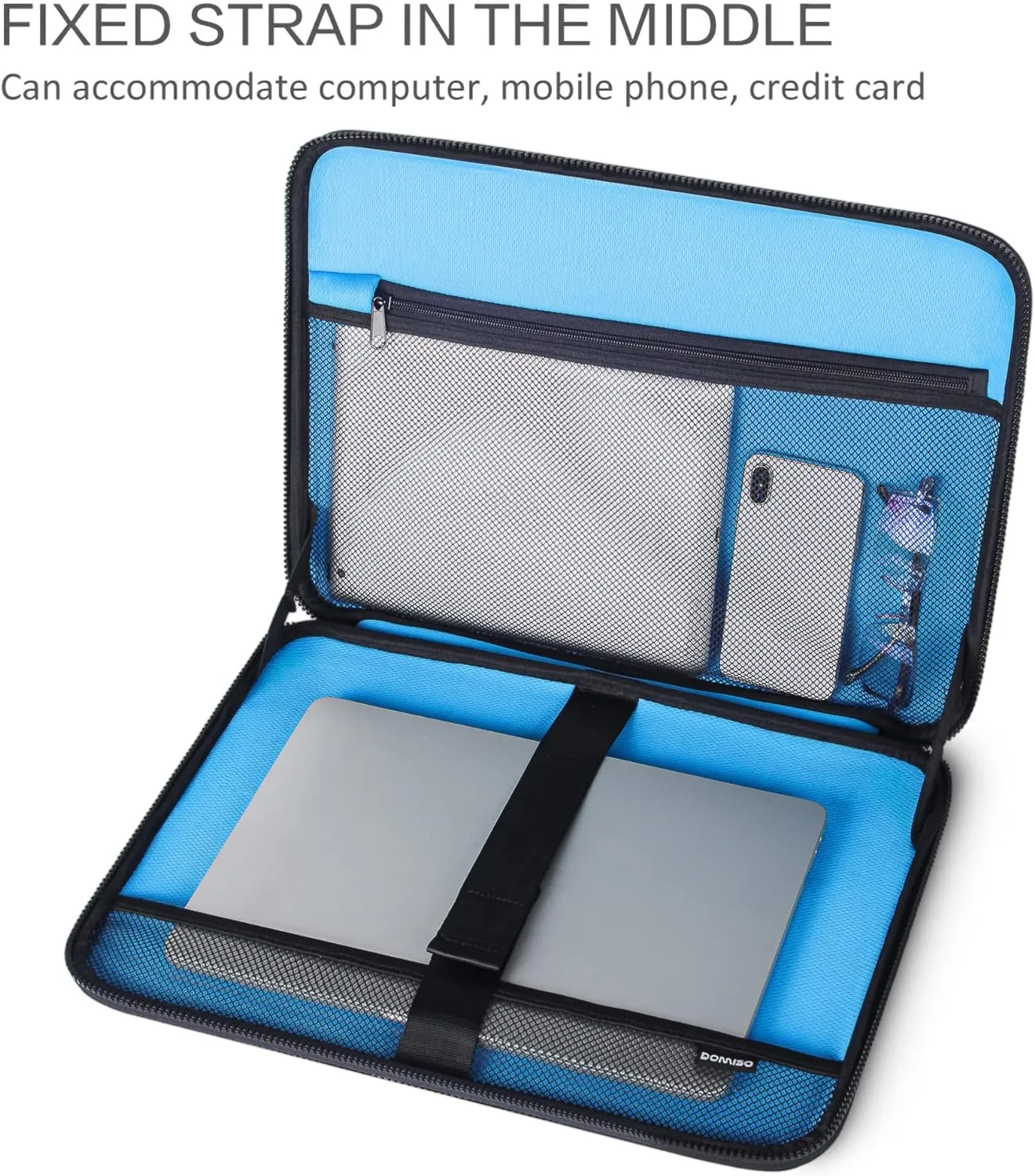 DOMISO 15.6 Inch Shockproof Waterproof Laptop Sleeve with Handle Lightweight Hardshell Protective Tablet Case for 15.6" Laptops/Apple/Lenovo IdeaPad/Acer Aspire E15 / HP ENVY 15 / Dell, Black