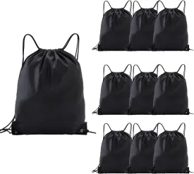 drawstring backpack, Drawstring Bags Bulk,10 Pcs Draw String Bags, Cinch Bag,essential for gym travel, unisex, loose and portable(10, Black)