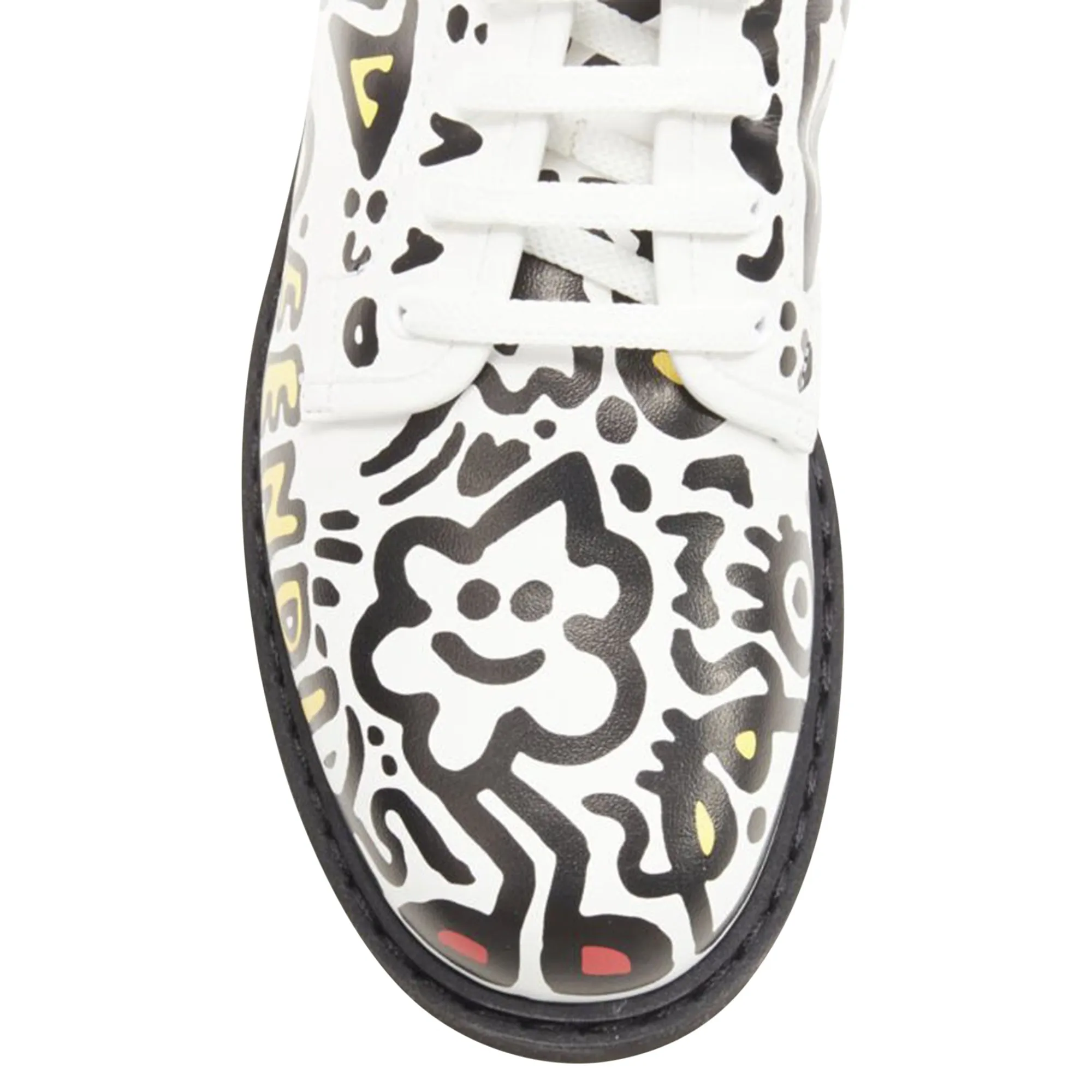 Fendi Mr Doodle logo graffiti print laced combat ankle boot
