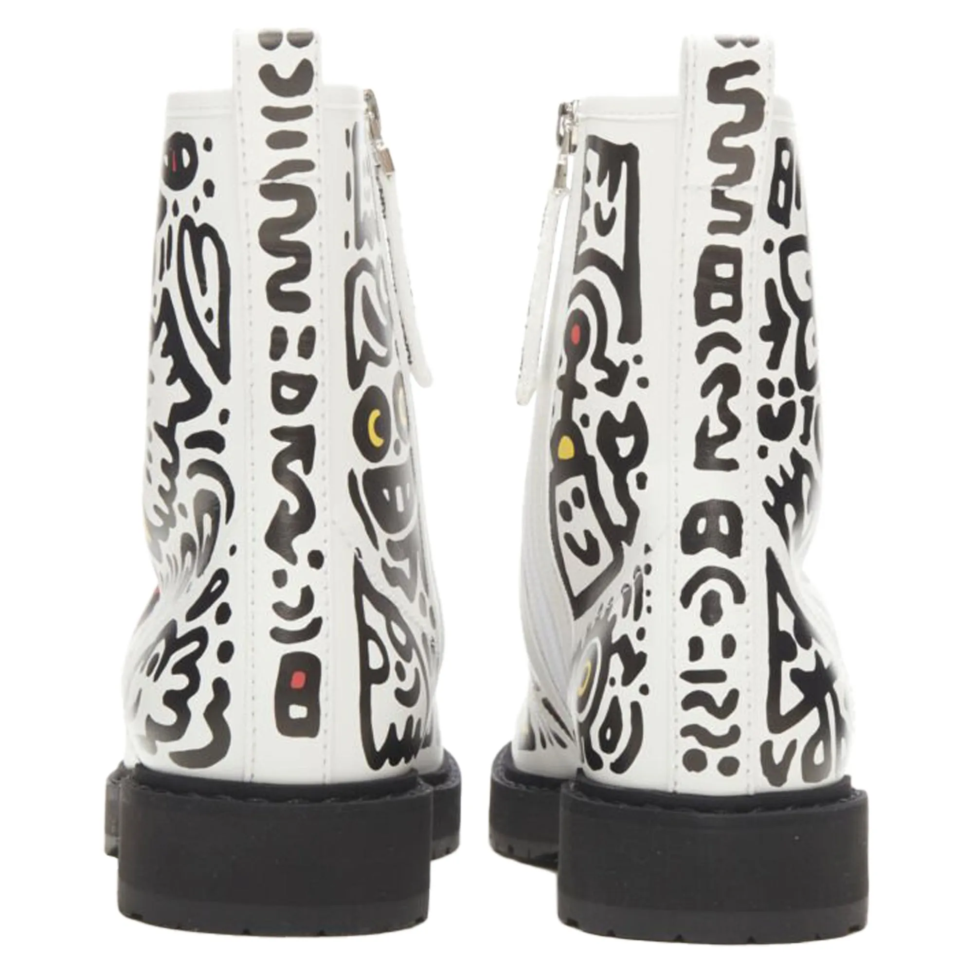 Fendi Mr Doodle logo graffiti print laced combat ankle boot