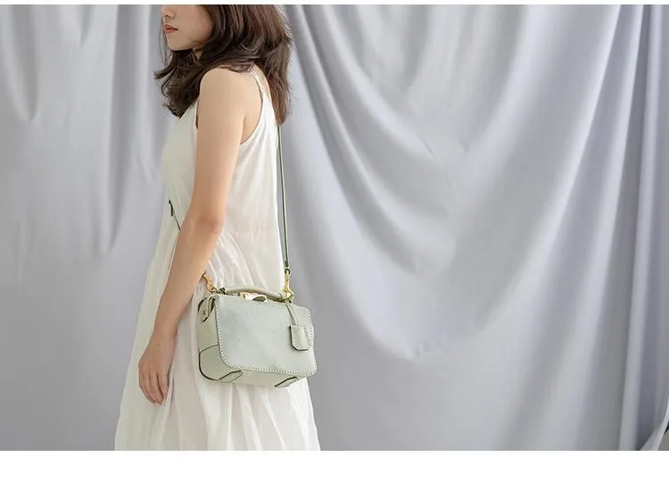 Handmade Womens Green Leather Doctor Handbag Purse Small Side Bag Doctor Purse for Women