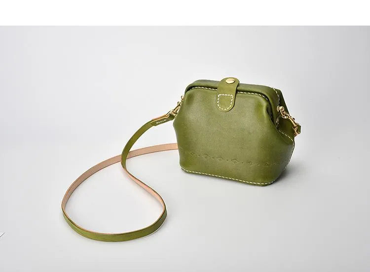 Handmade Womens Rose Red Leather Small doctor Purse shoulder doctor bags for women
