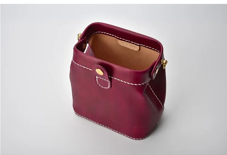 Handmade Womens Rose Red Leather Small doctor Purse shoulder doctor bags for women