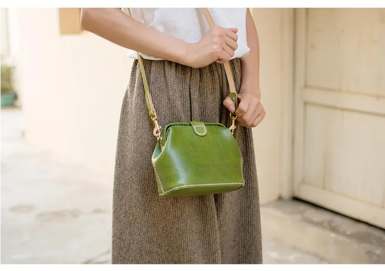 Handmade Womens Rose Red Leather Small doctor Purse shoulder doctor bags for women
