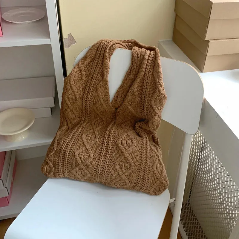 Knitted Shoulder Vintage Handbag Crochet Bag