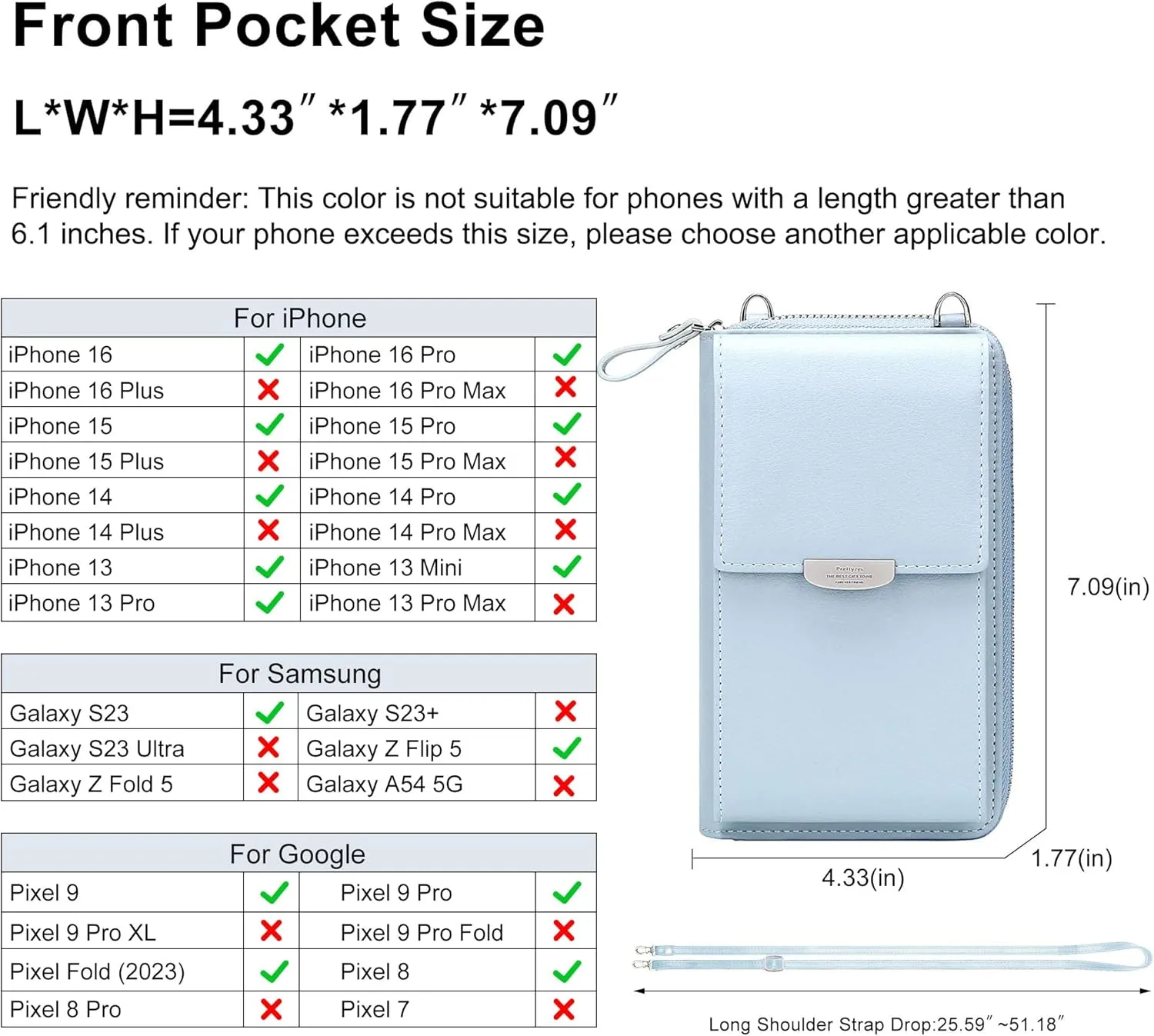 KUKOO Small Crossbody Bag Cell Phone Purse Wallet with Credit Card Slots for Women