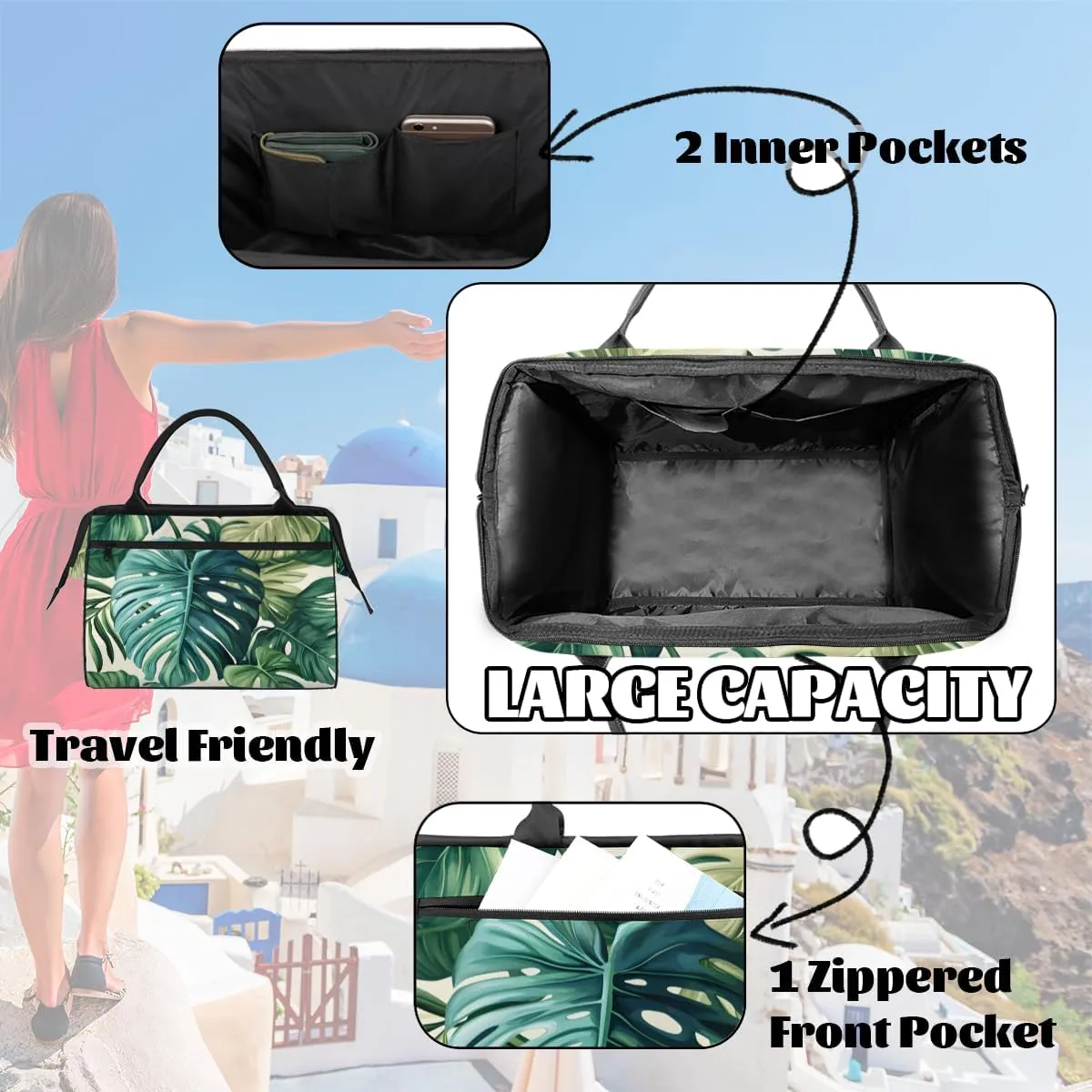 Large Tote Bag for Women with Zipper, Work Gym Tote Nurse Dance Yoga Bag for Sport, Travel