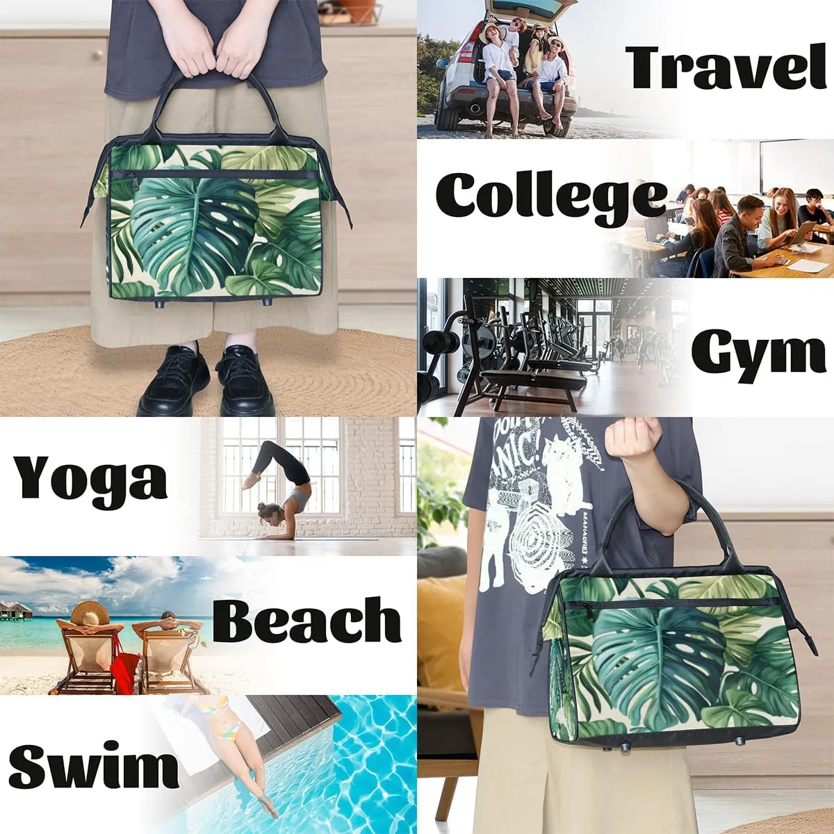 Large Tote Bag for Women with Zipper, Work Gym Tote Nurse Dance Yoga Bag for Sport, Travel