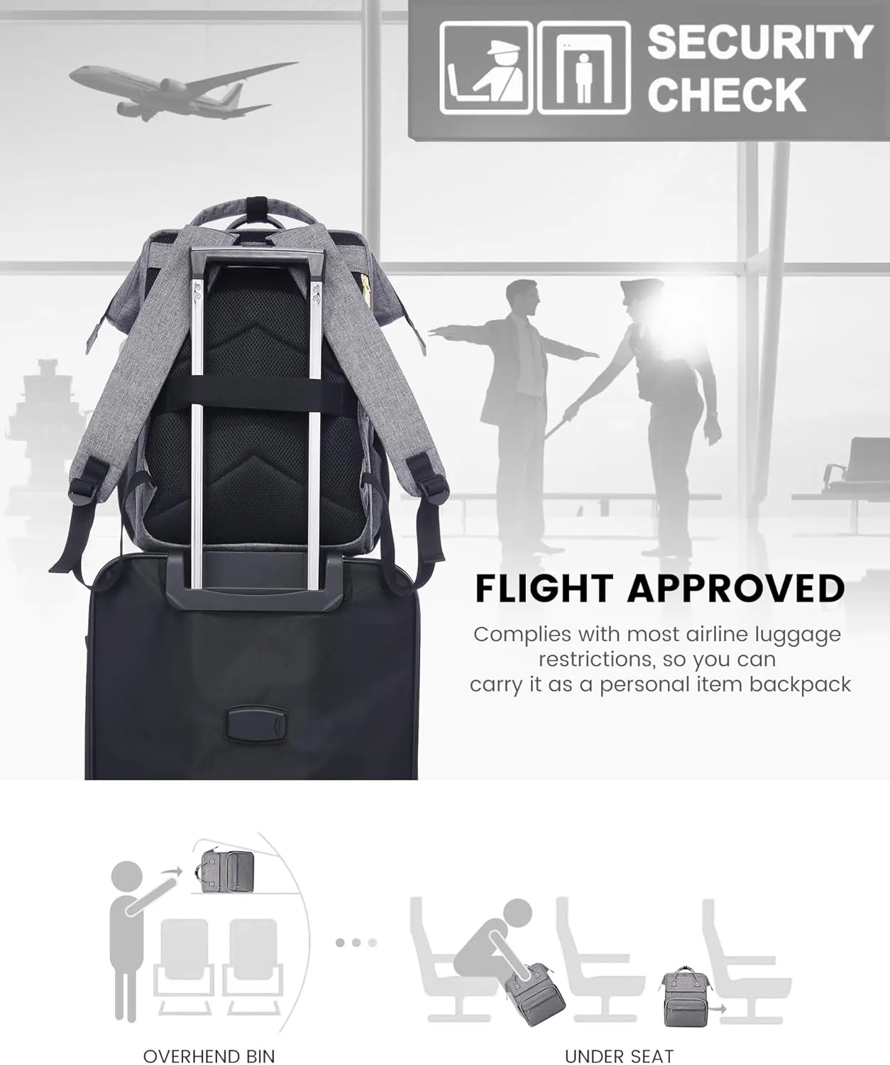 LOVEVOOK Laptop Backpack for Women, 15.6 Inch Travel Backpack with Laptop Compartment, Water Resistant Work Backpack for Teacher Nurse Doctor, Anti-theft Computer Bag with Charger, Grey
