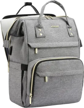 LOVEVOOK Laptop Backpack for Women, 15.6 Inch Travel Backpack with Laptop Compartment, Water Resistant Work Backpack for Teacher Nurse Doctor, Anti-theft Computer Bag with Charger, Grey
