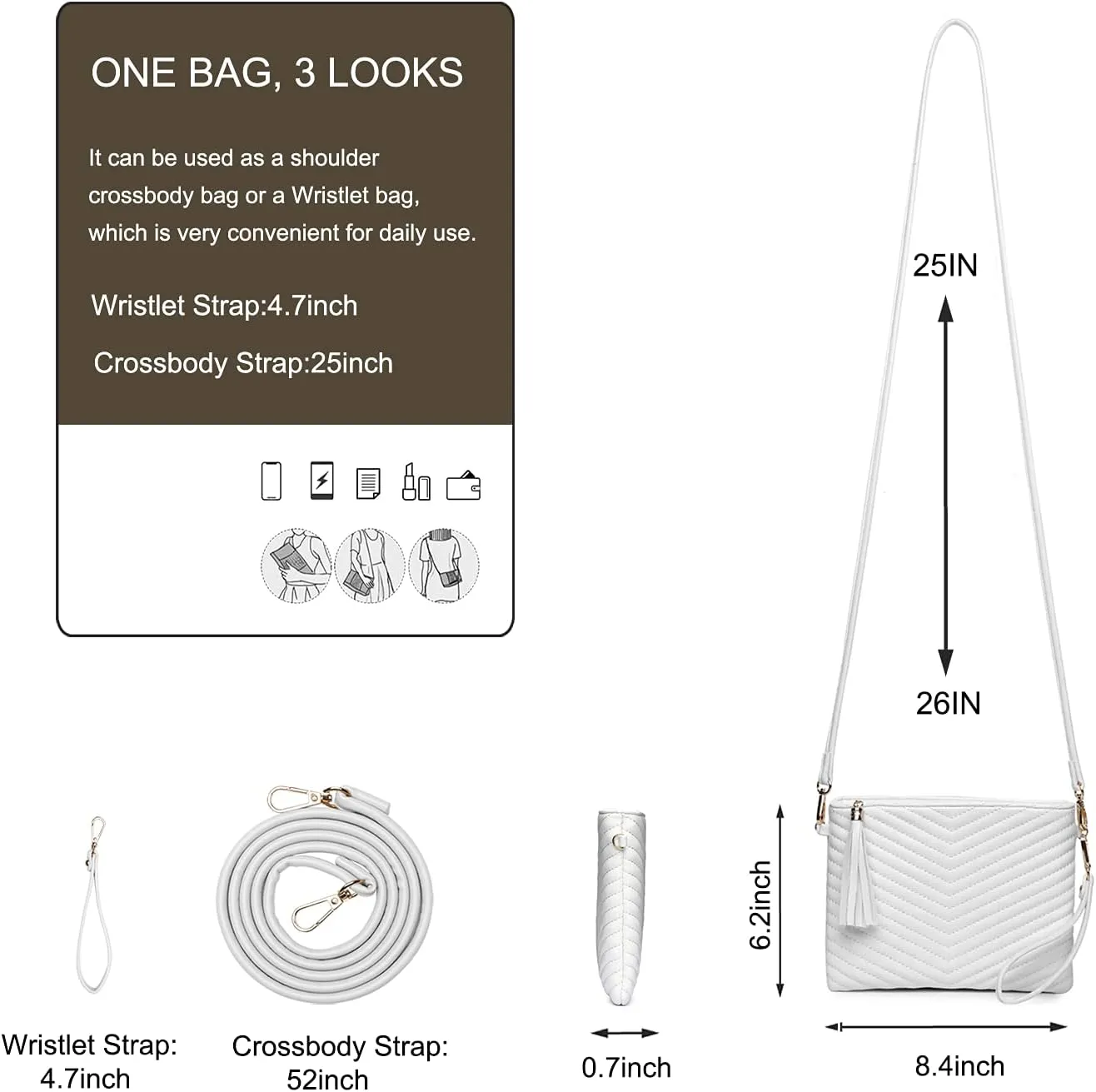 LYPULY Small Crossbody Bags for Women, Trendy Vegan Leather Shoulder Purses, Clutch Wallet with Wristlet Strap