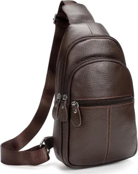 molshine Genuine Leather Sling Crossbody Bag,Fashion Chest,Casual Shoulder Bag for Men Women Work Travel Cycling HB024