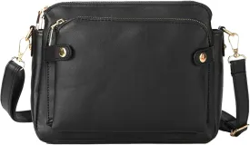 NEW BLACK Gpmsign Crossbody Bag, Gpmsign-Fashion Anti Theft Leather Bag, PU Leather Shoulder Bags and Clutches, 3 Layer Crossbody Leather Shoulder Bag