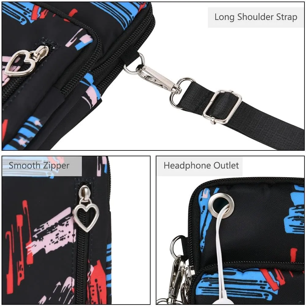 Nylon Crossbody Wallet - Travel Phone Purse, Shoulder Bag, Arm Bag